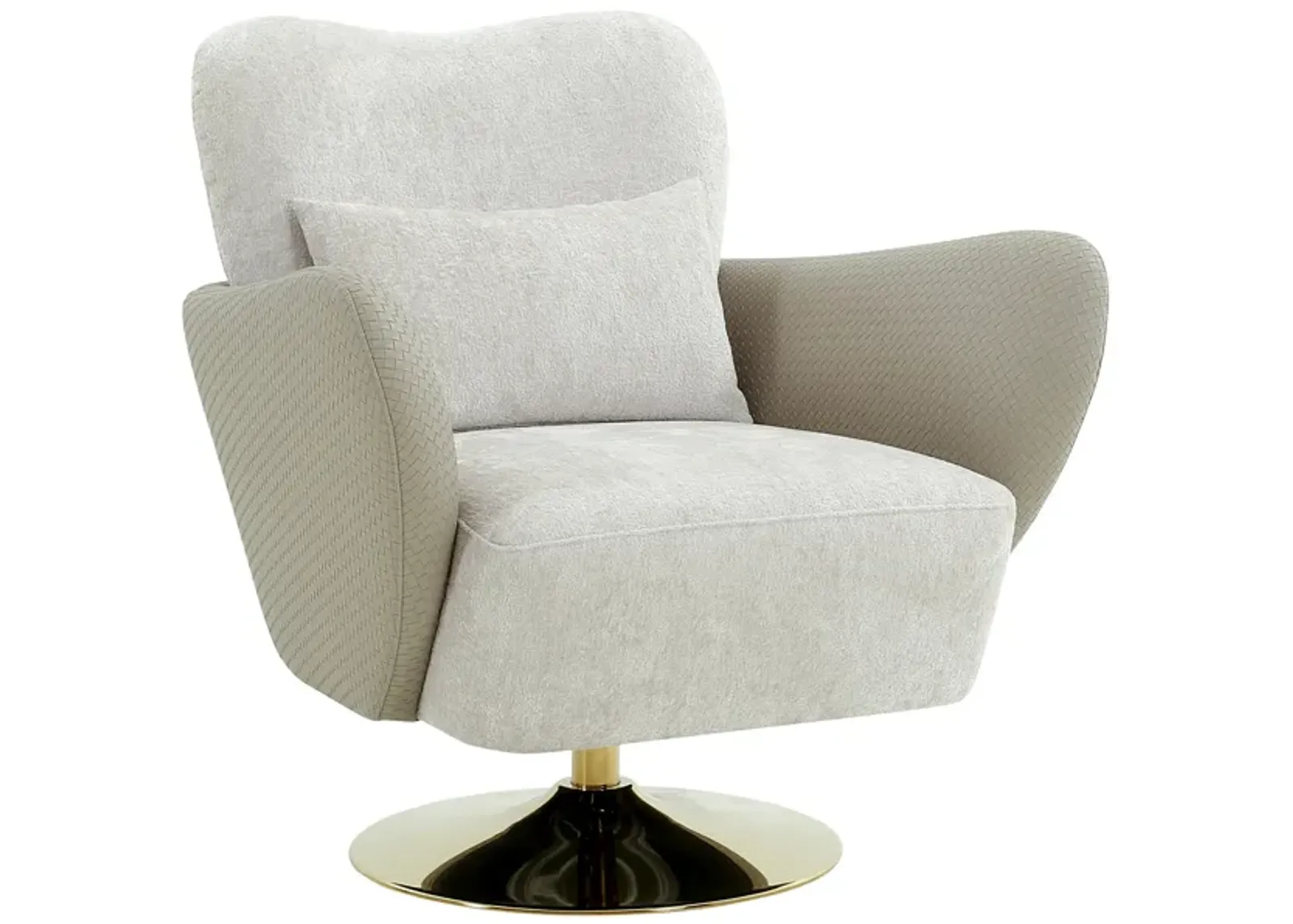 Pasargad Home Mercer Swivel Base Lounge Chair, Beige/Gold