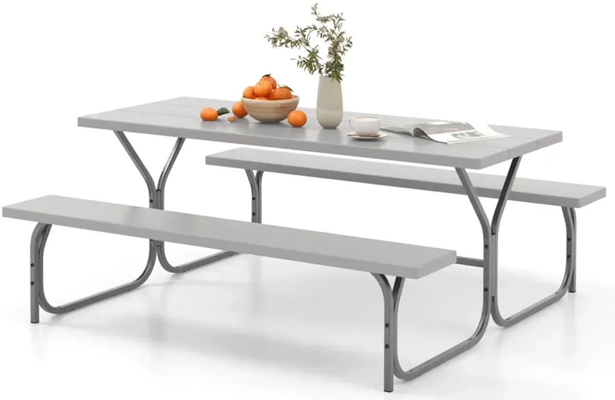 6 Feet Picnic Table Bench Set with HDPE Tabletop for 8 Person