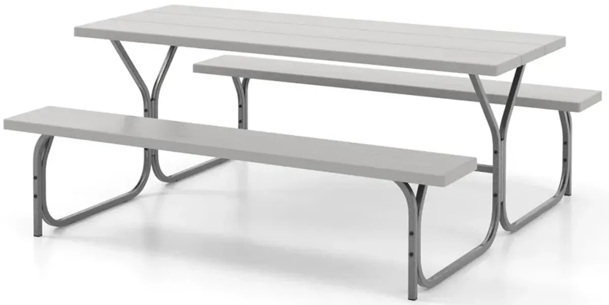 6 Feet Picnic Table Bench Set with HDPE Tabletop for 8 Person