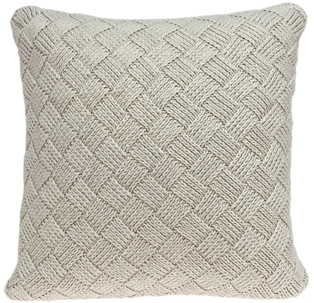 20" Beige Transitional Knitted Throw Pillow