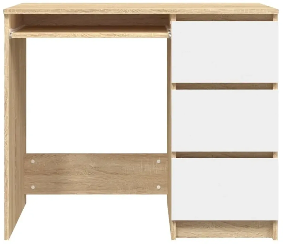 vidaXL Desk White and Sonoma Oak 35.4"x17.7"x29.9" Chipboard