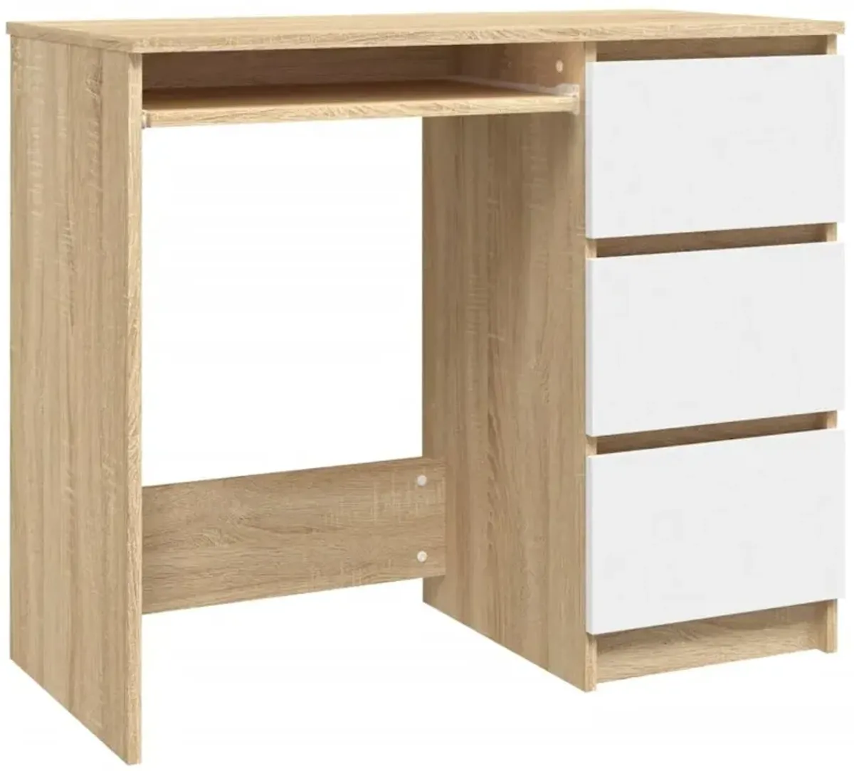 vidaXL Desk White and Sonoma Oak 35.4"x17.7"x29.9" Chipboard