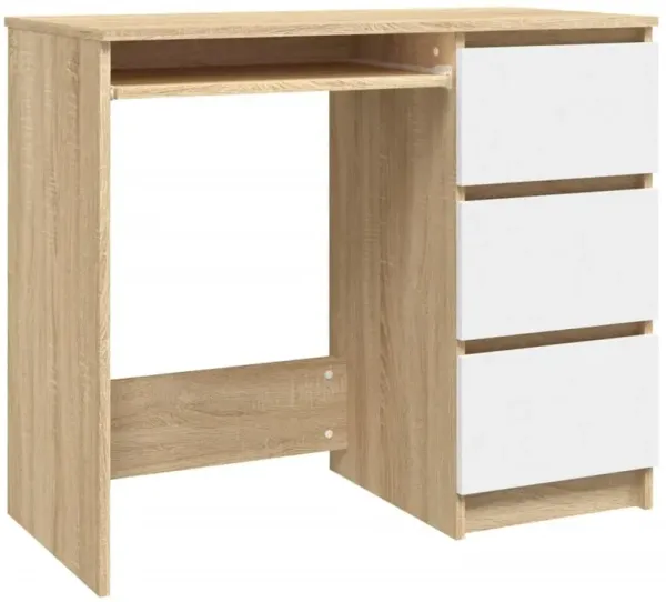 vidaXL Desk White and Sonoma Oak 35.4"x17.7"x29.9" Chipboard