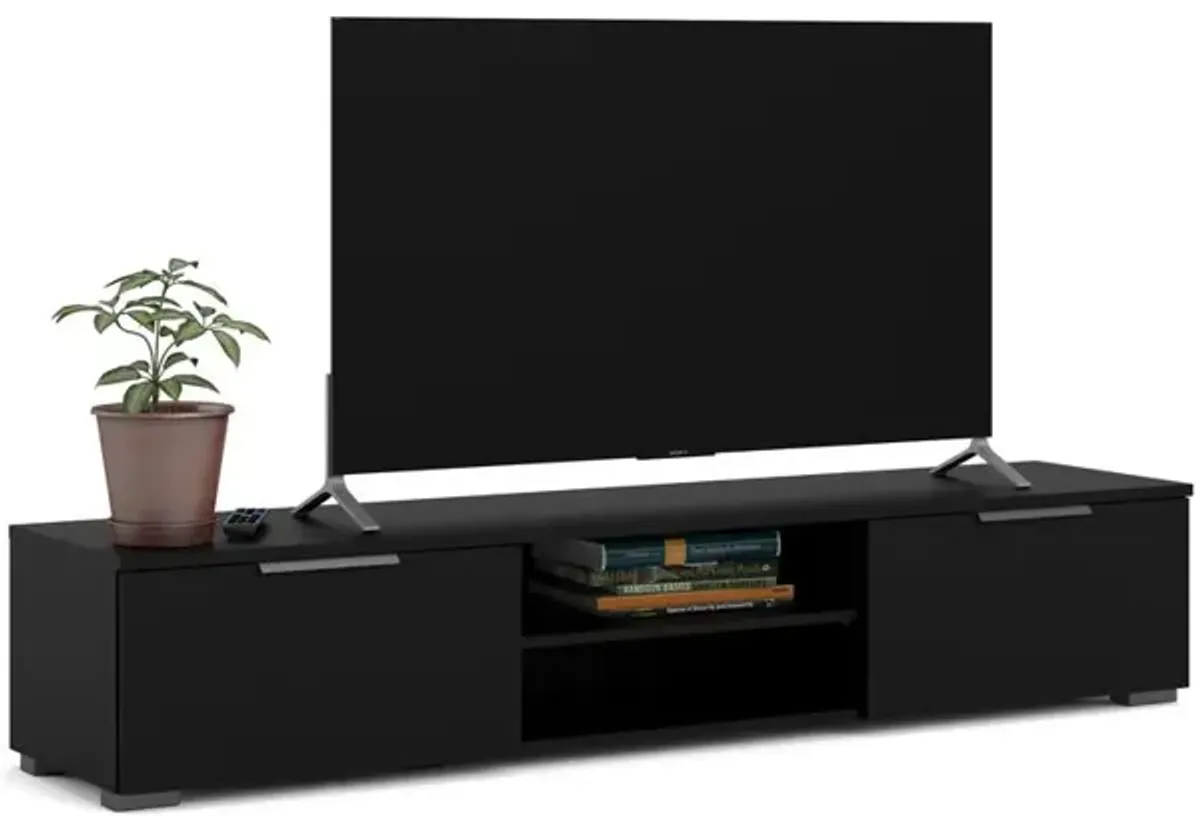 Tvilum 2 Drawer 2 Shelf TV Stand Black Matte