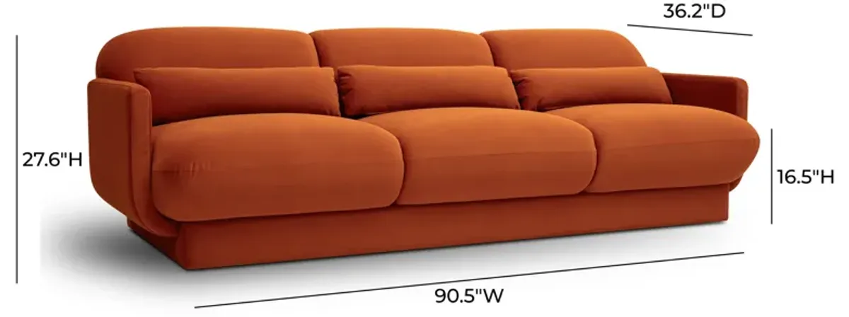 Azalea Rust Orange Velvet Sofa