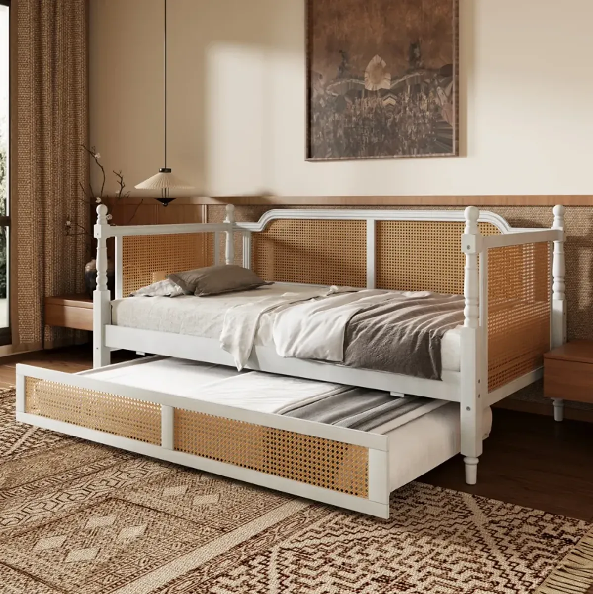 Merax Traditional Daybed with Trundle for Limited Space
