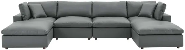 Commix Down Filled Overstuffed Vegan Leather 6-Piece Sectional Sofa