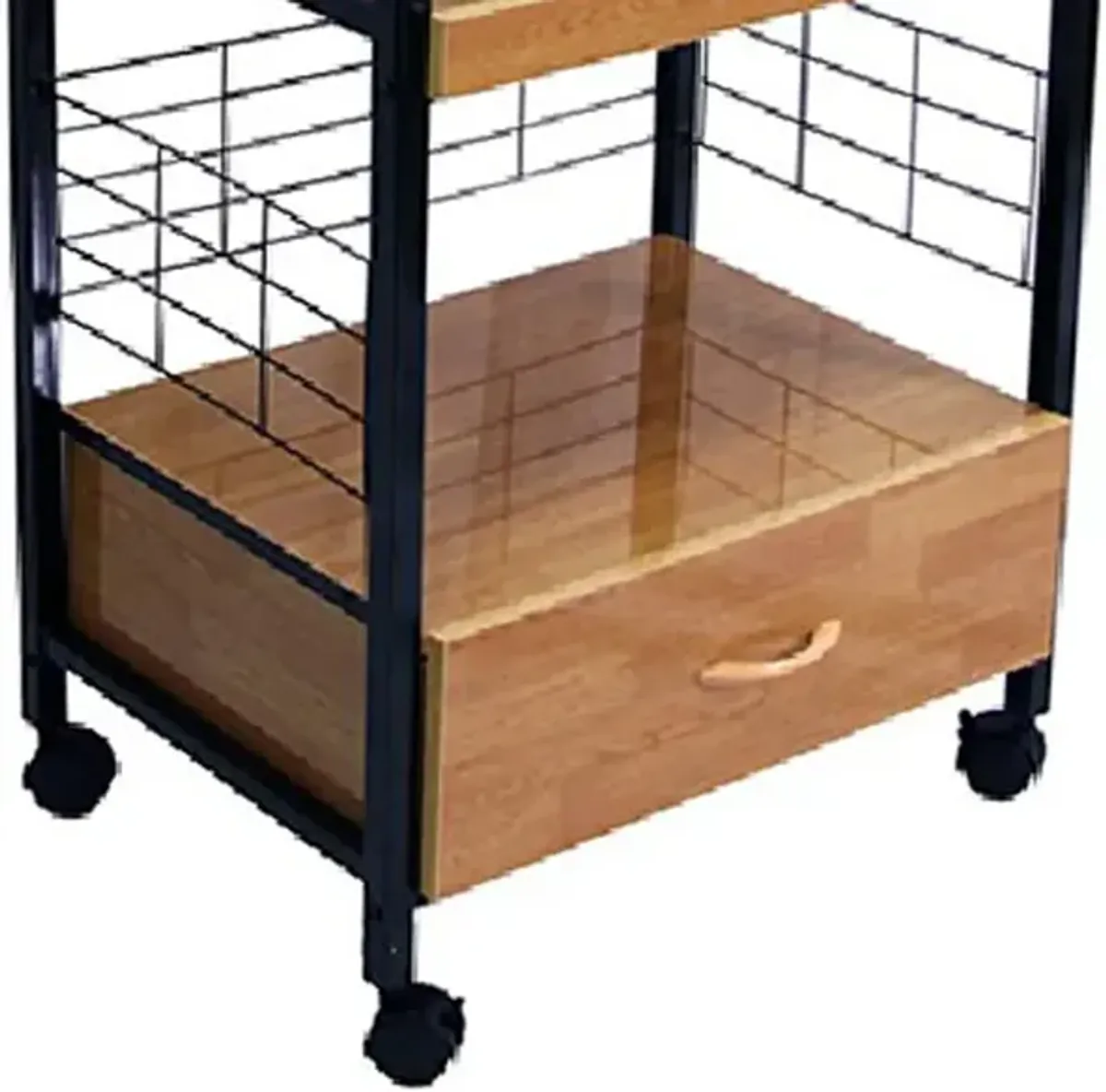 Benjara Wood & Metal Frame Microwave Cart with Power Outlet