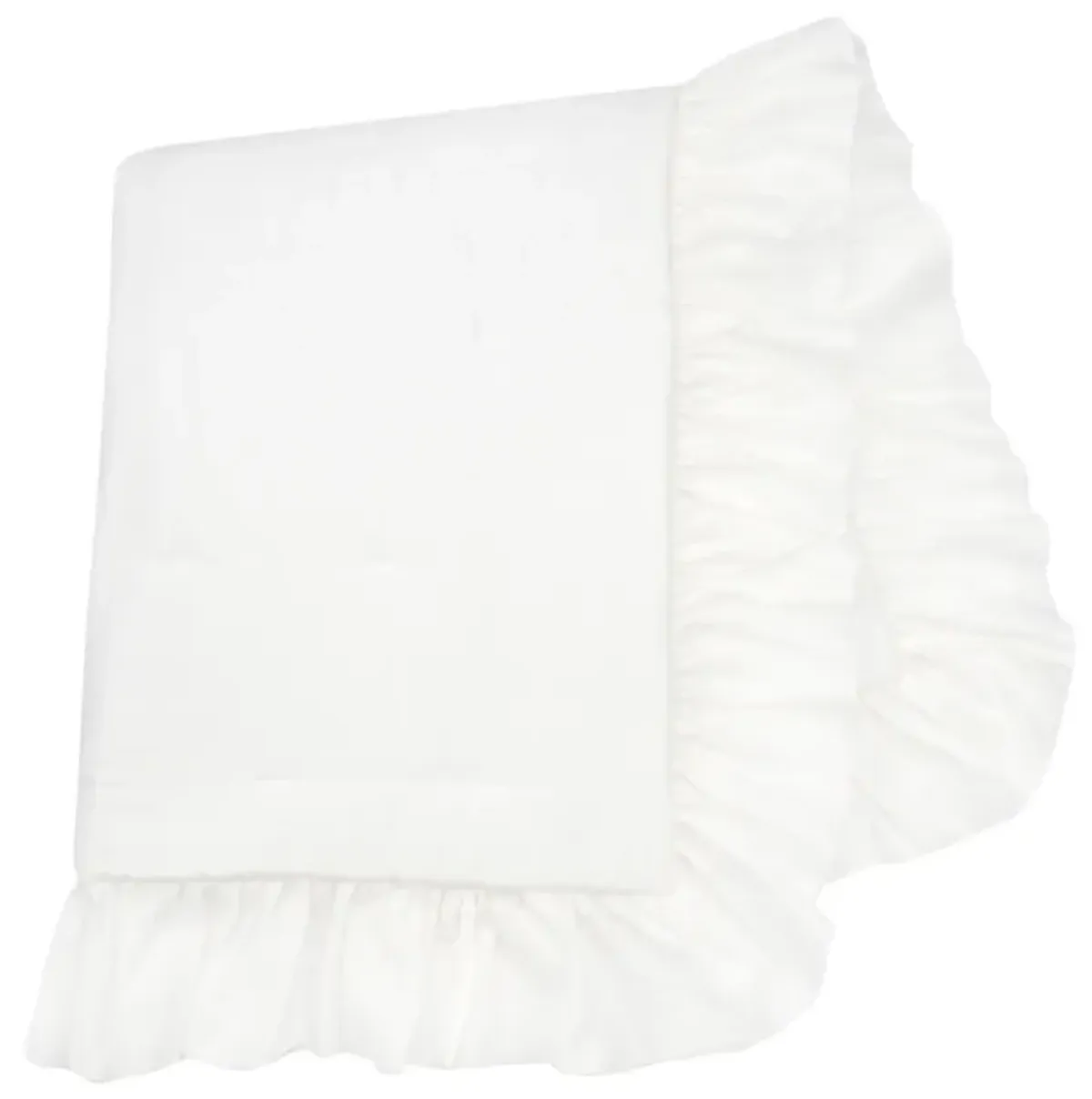 Lambs & Ivy Signature White Cotton Sateen Ruffle Baby/Toddler Quilt