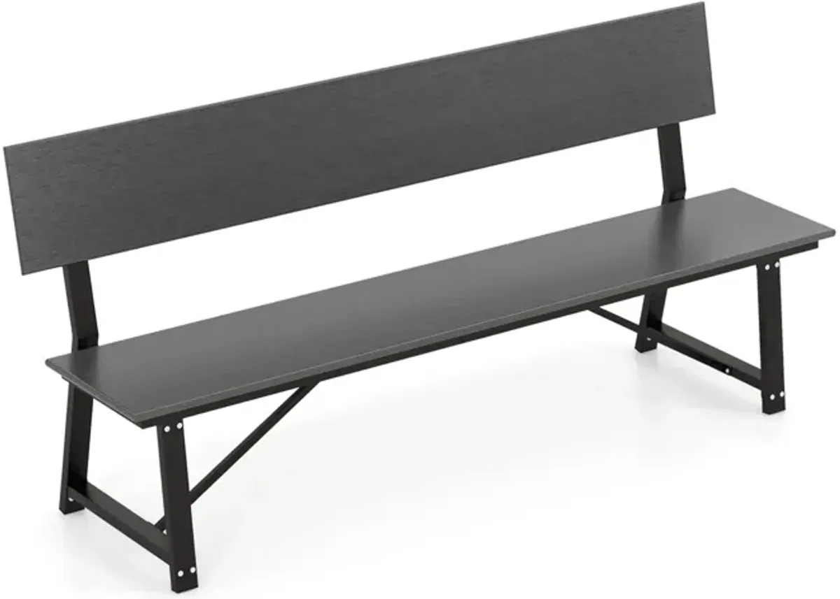 72 Inch Extra Long Bench with All-Weather HDPE Seat & Back for Yard Garden Porch