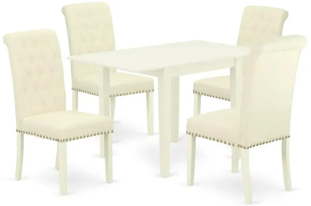 East West Furniture 5-Piece Dinner Table Set-A Mid Century Modern Table and 4Linen FabricDining Chairs with Button Tufted Back - Linen White Finish