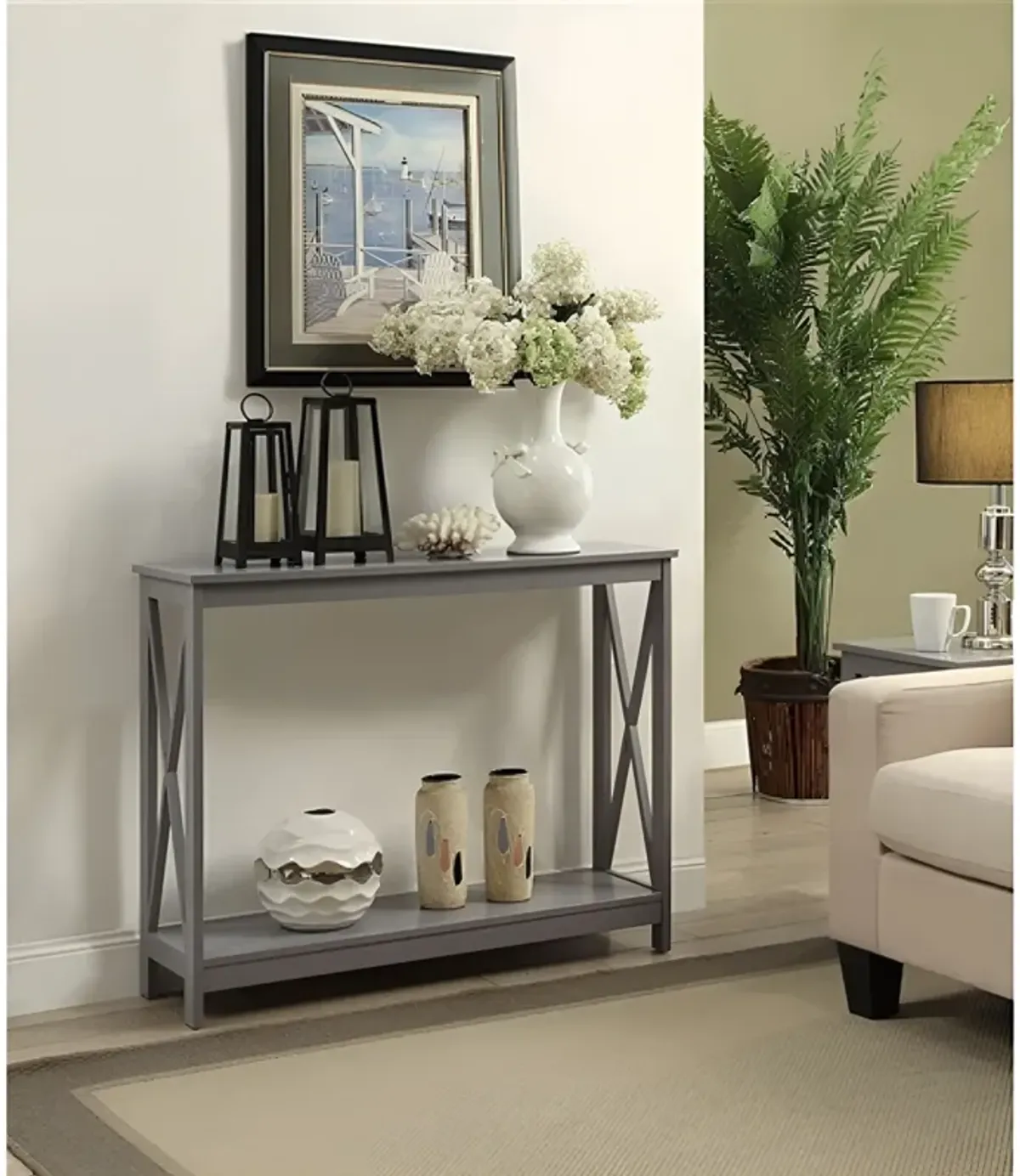 Wood Console Table with Bottom Shelf – Perfect for Living Room Storage and Display