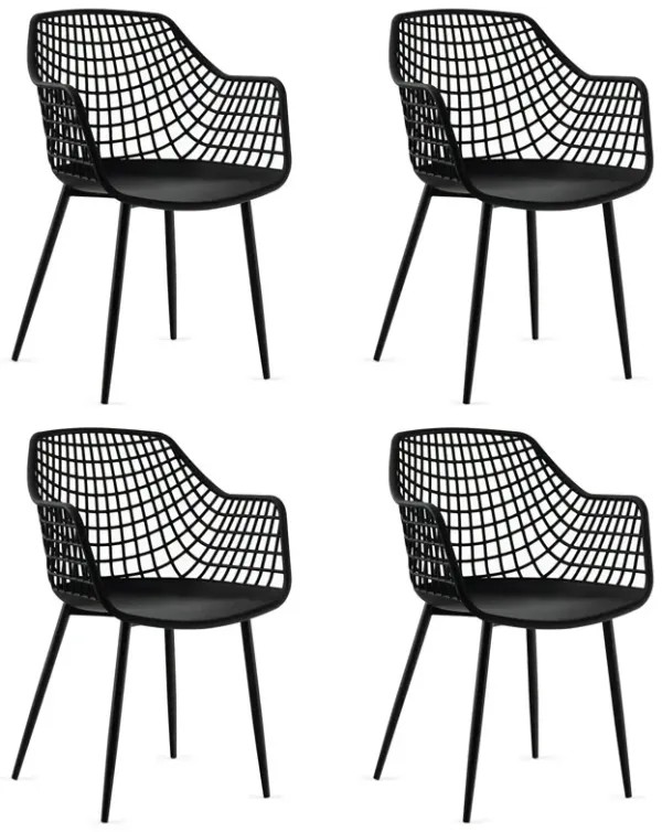 Set of 4 Heavy Duty Modern Dining Chair with Airy Hollow Backrest