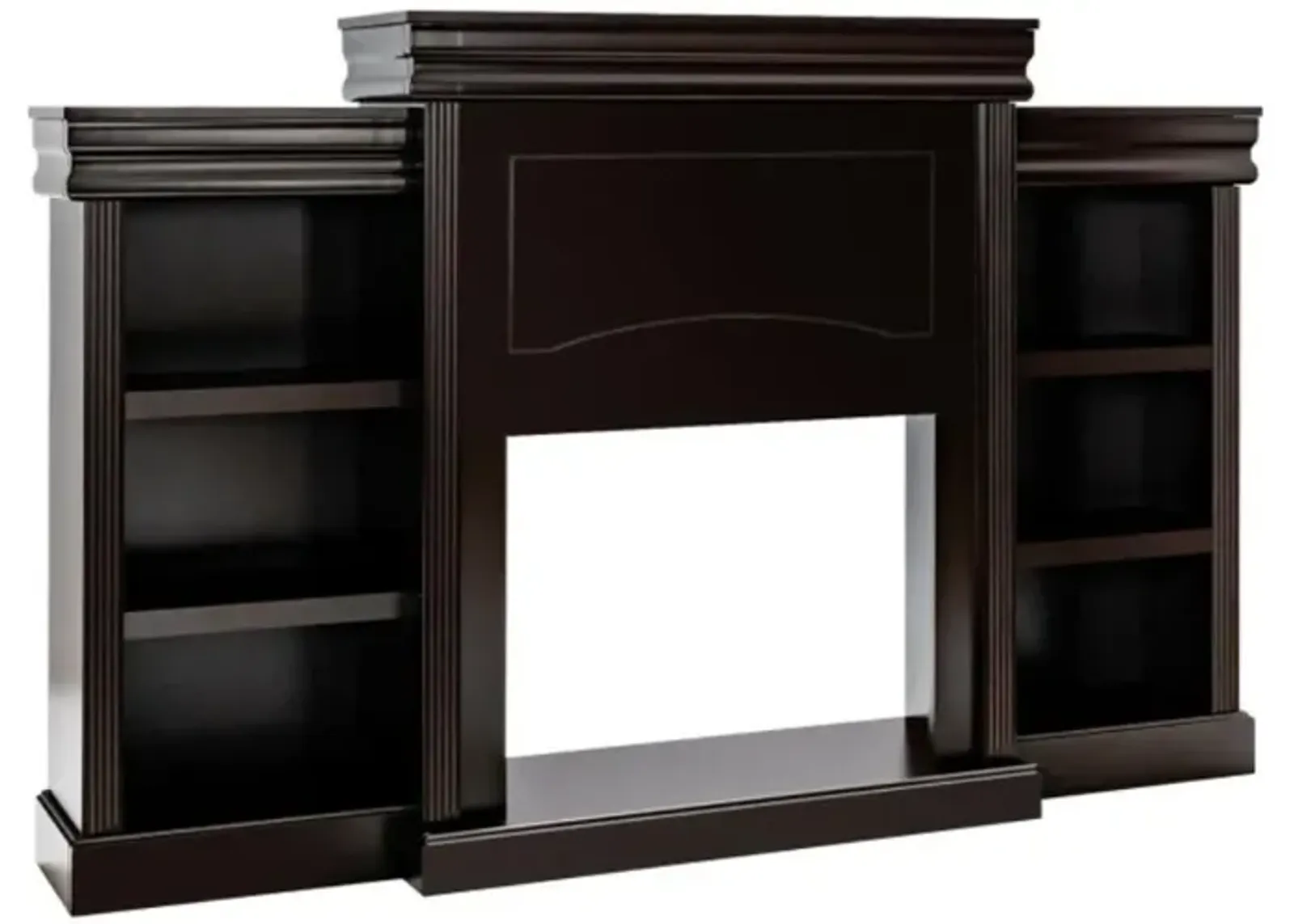 Hivvago 70 Inch Modern Fireplace Media Entertainment Center with Bookcase-Brown