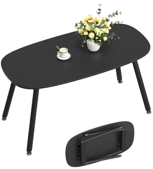 WOHOMO Folding Coffee Table Small Black Coffee Tables for Living Room Portable Simple Modern Rectangular Center Table for Small