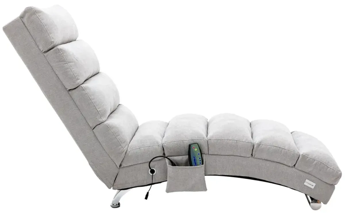 Linen Chaise Lounge Indoor Chair -  Modern Long Lounger for Office or Living Room