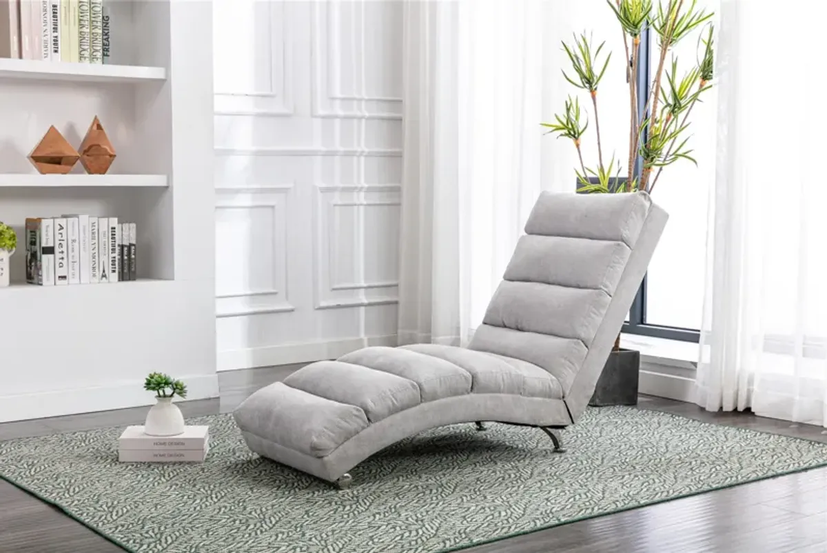 Linen Chaise Lounge Indoor Chair -  Modern Long Lounger for Office or Living Room