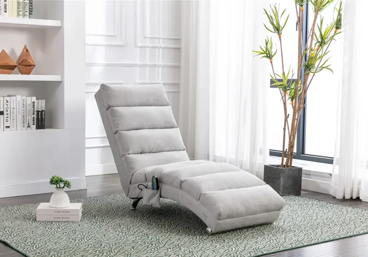 Linen Chaise Lounge Indoor Chair -  Modern Long Lounger for Office or Living Room