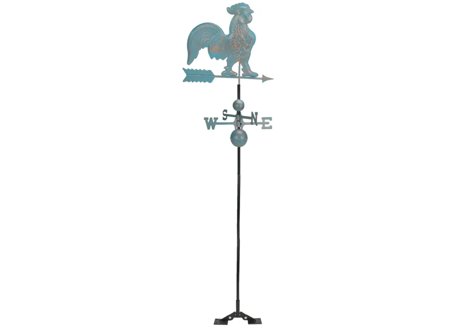 3' Weathered Patina Polished Rooster Outdoor Patio Weathervane