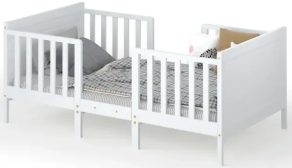 Hivvago 2-in-1 Convertible Toddler Bed with Guardrails