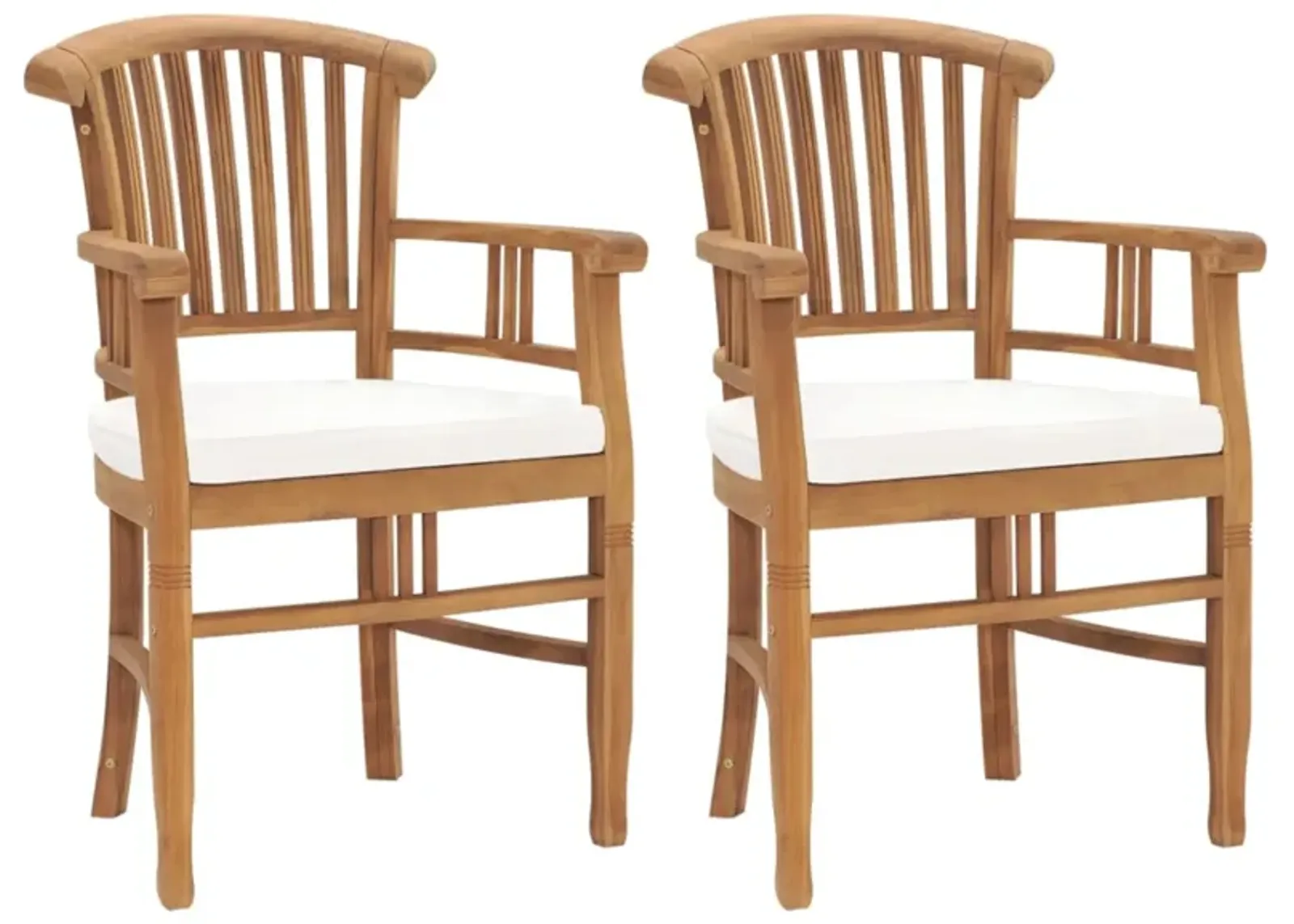 vidaXL Garden Chairs 2 pcs with Cream White Cushions Solid Teak Wood