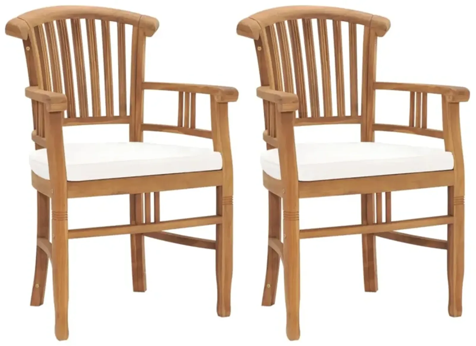 vidaXL Garden Chairs 2 pcs with Cream White Cushions Solid Teak Wood