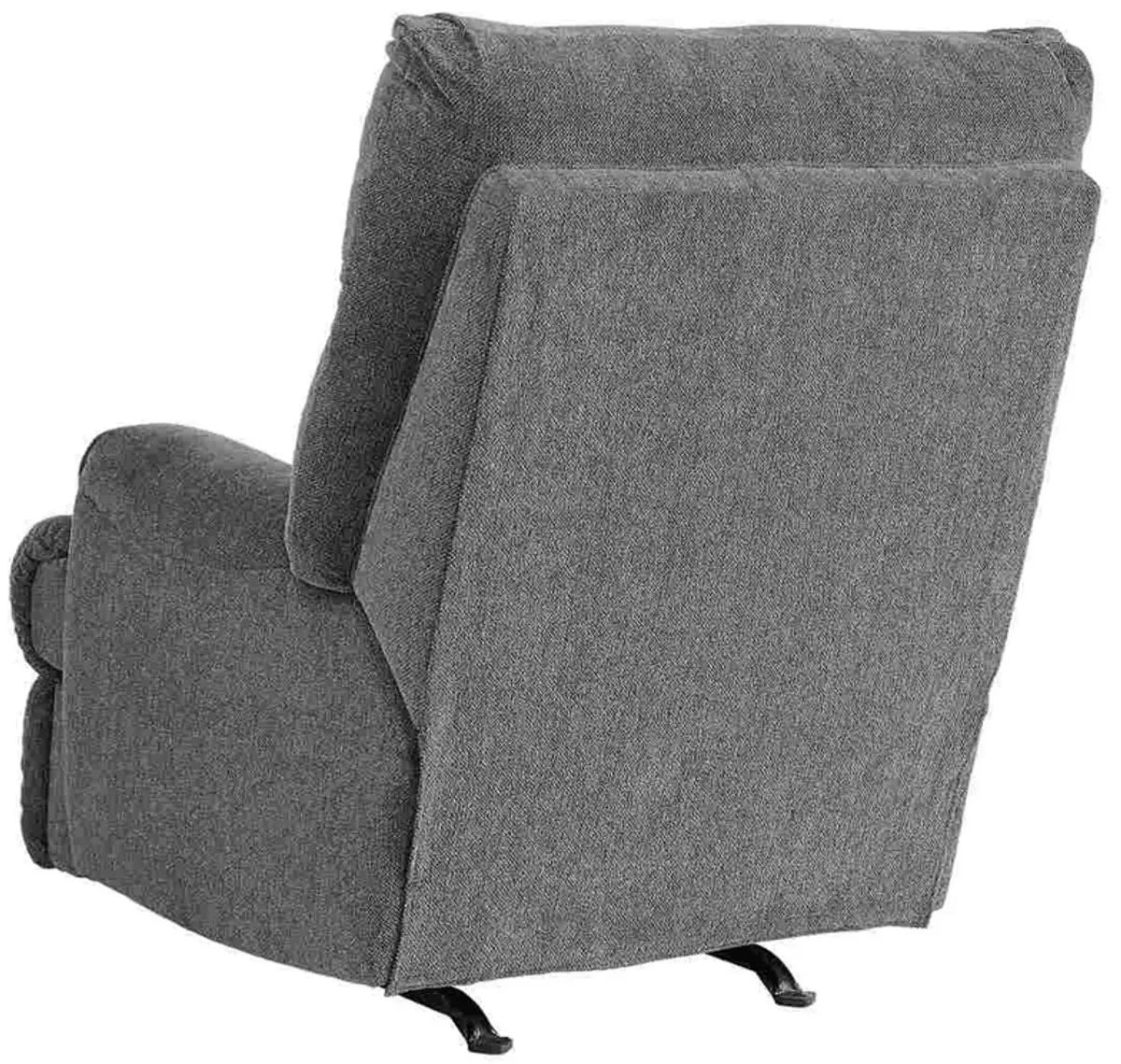 Manual Rocker Recliner with Fabric and Pull Lever, Gray-Benzara