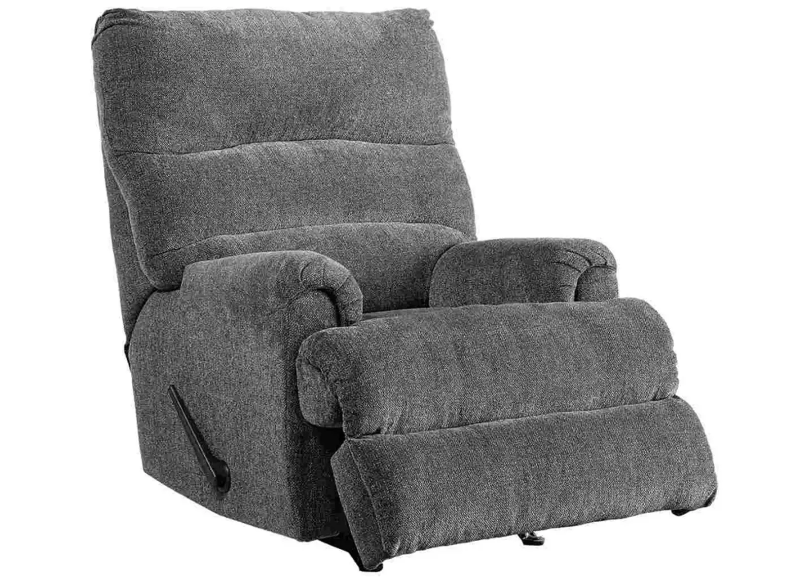 Manual Rocker Recliner with Fabric and Pull Lever, Gray-Benzara