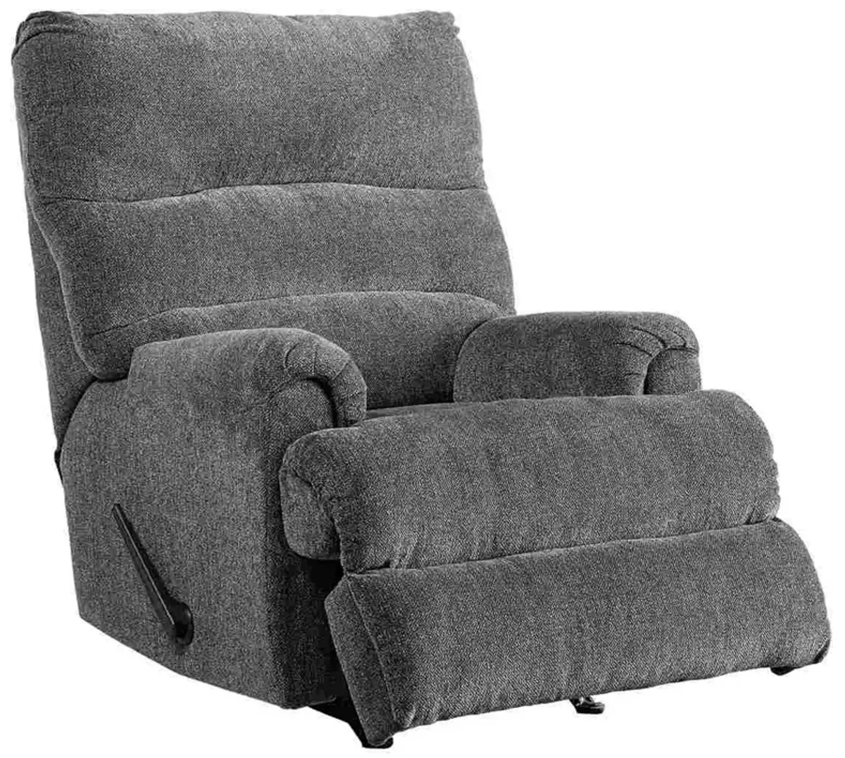 Manual Rocker Recliner with Fabric and Pull Lever, Gray-Benzara