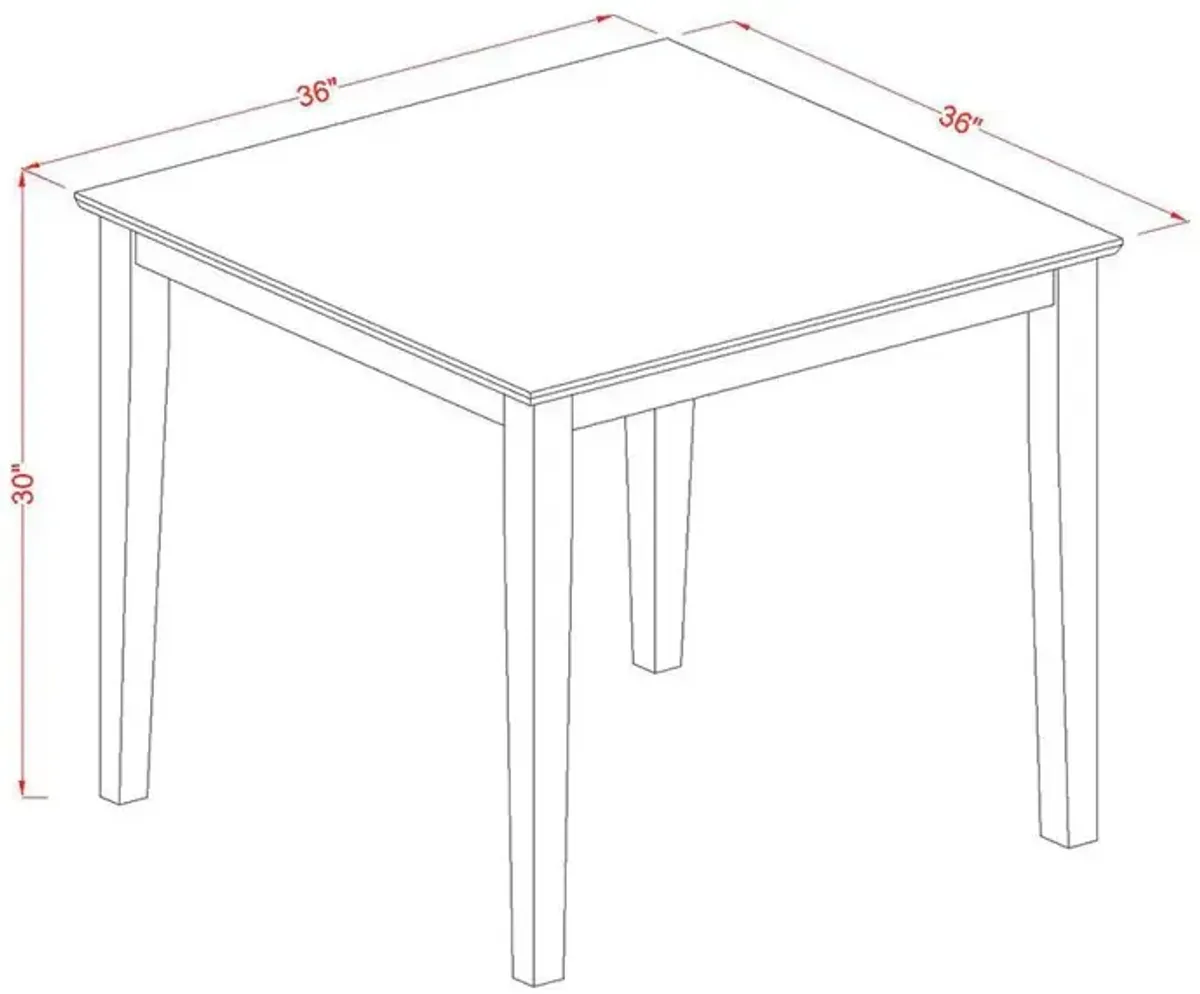 East West Furniture Beautiful Dinette Table with Natural Color Table Top Surface and Asian Wood Kitchen Table Wooden Legs - Natural Finish