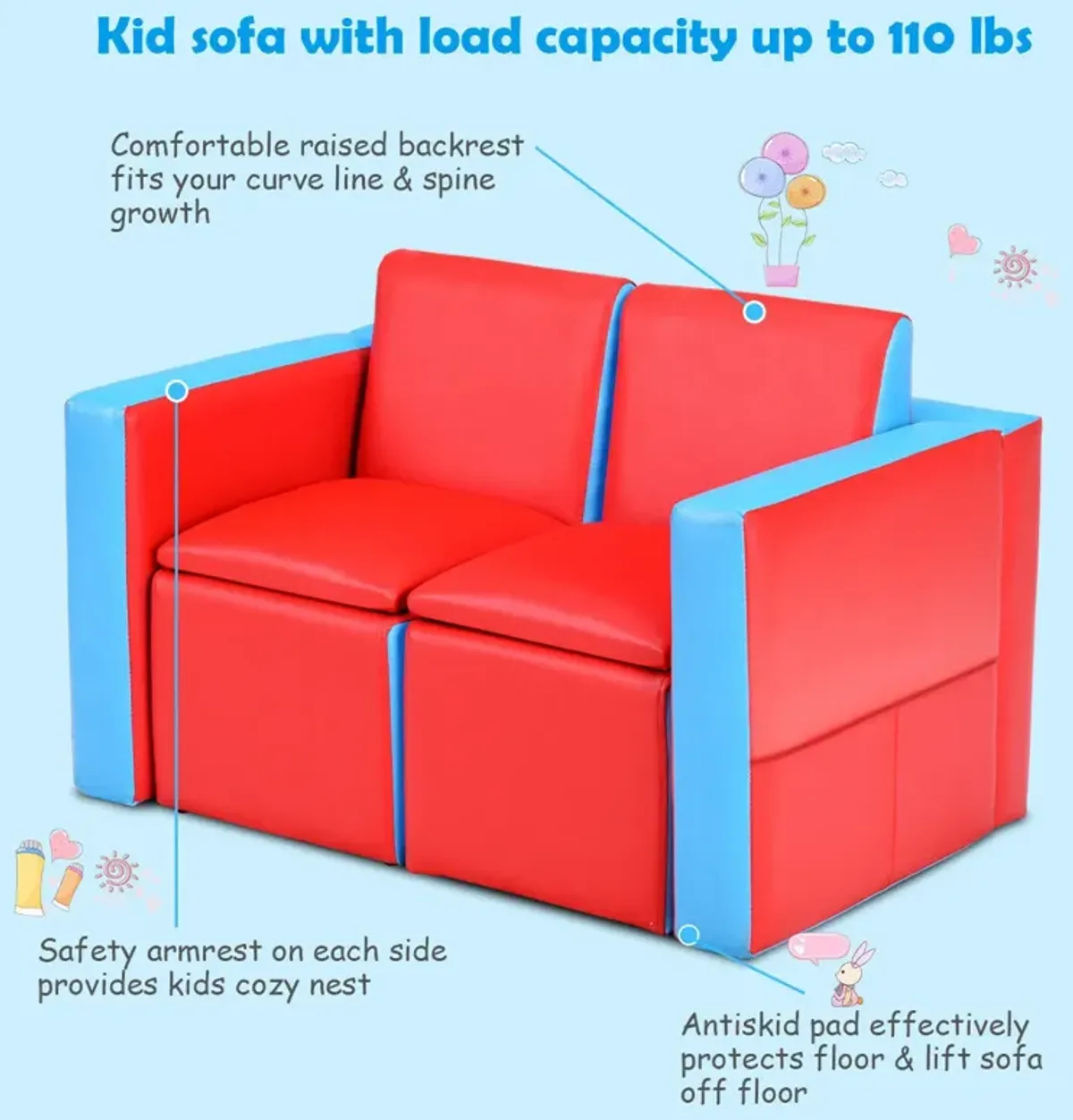 Multi-functional Kids Sofa Table Chair Set