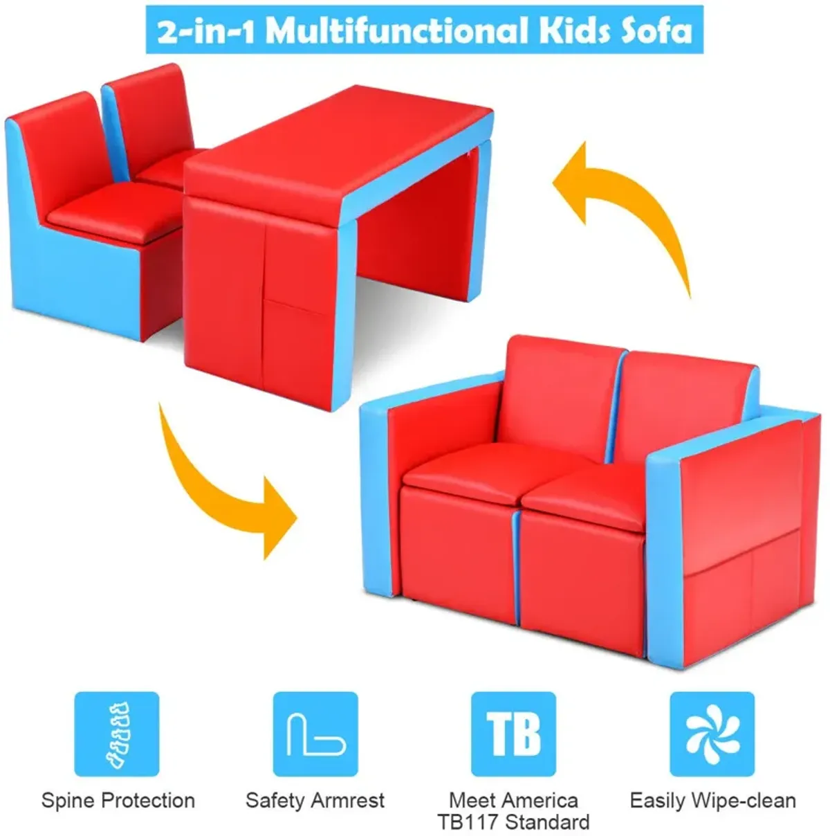 Multi-functional Kids Sofa Table Chair Set