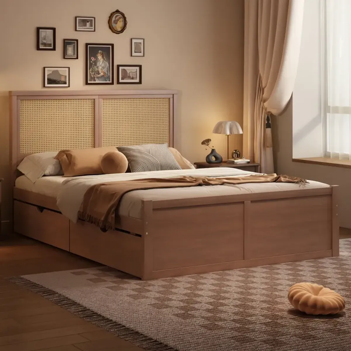 Merax Wood Storage Platform Bed with 4 Drawers