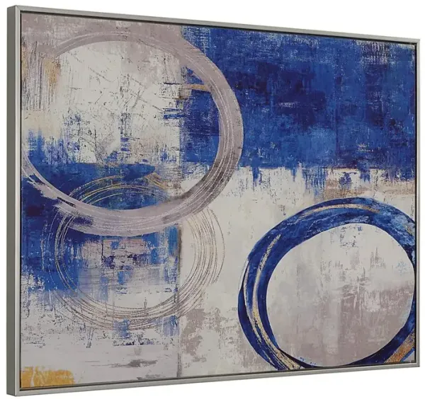 Carolina Living Circle Abstract Wall Art - Blue/Silver - Silver Frame - Small