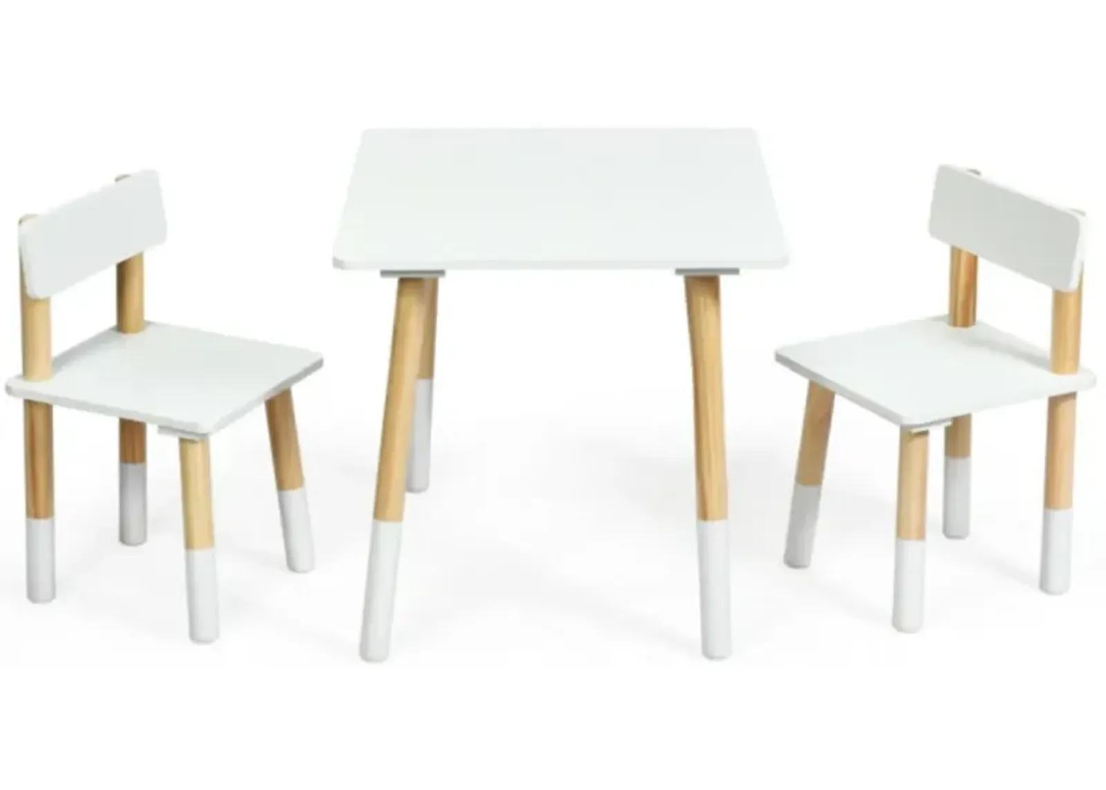 Hivvago Kids Wooden Table and 2 Chairs Set-White