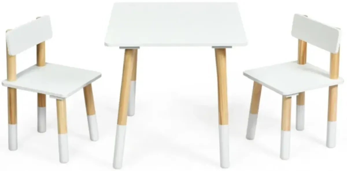 Hivvago Kids Wooden Table and 2 Chairs Set-White