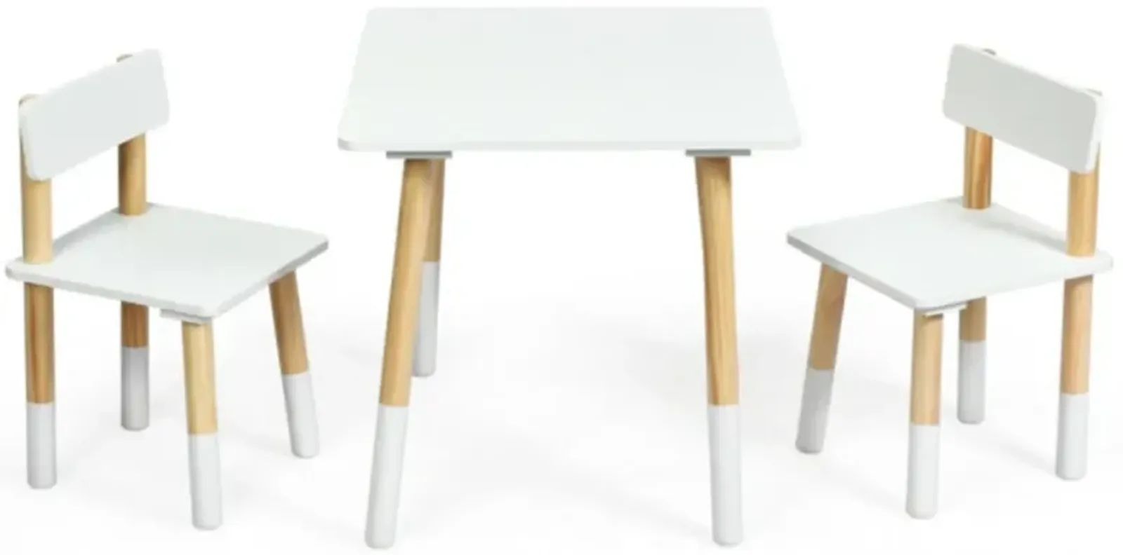 Hivvago Kids Wooden Table and 2 Chairs Set-White