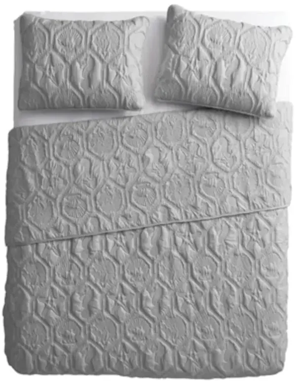 Coastal Beach 3-Piece Quilt Set, Embossed Starfish, Seashell, and Seahorse Pattern for Nautical Bedrooms