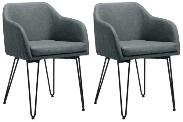 Set of 2 Vintage Faux Leather Side Chairs for Dining Room