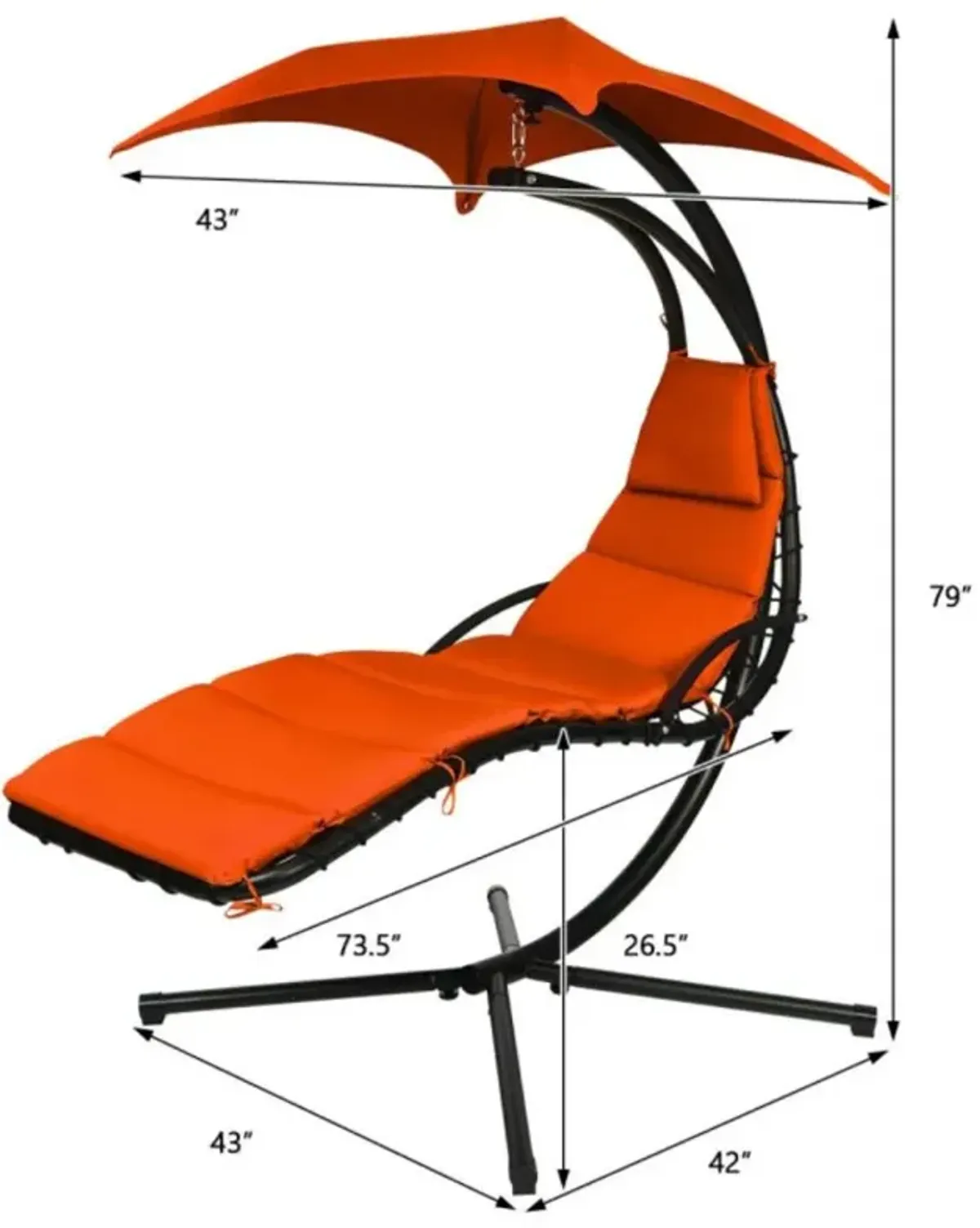 Hivvago Hanging Stand Chaise Lounger Swing Chair with Pillow