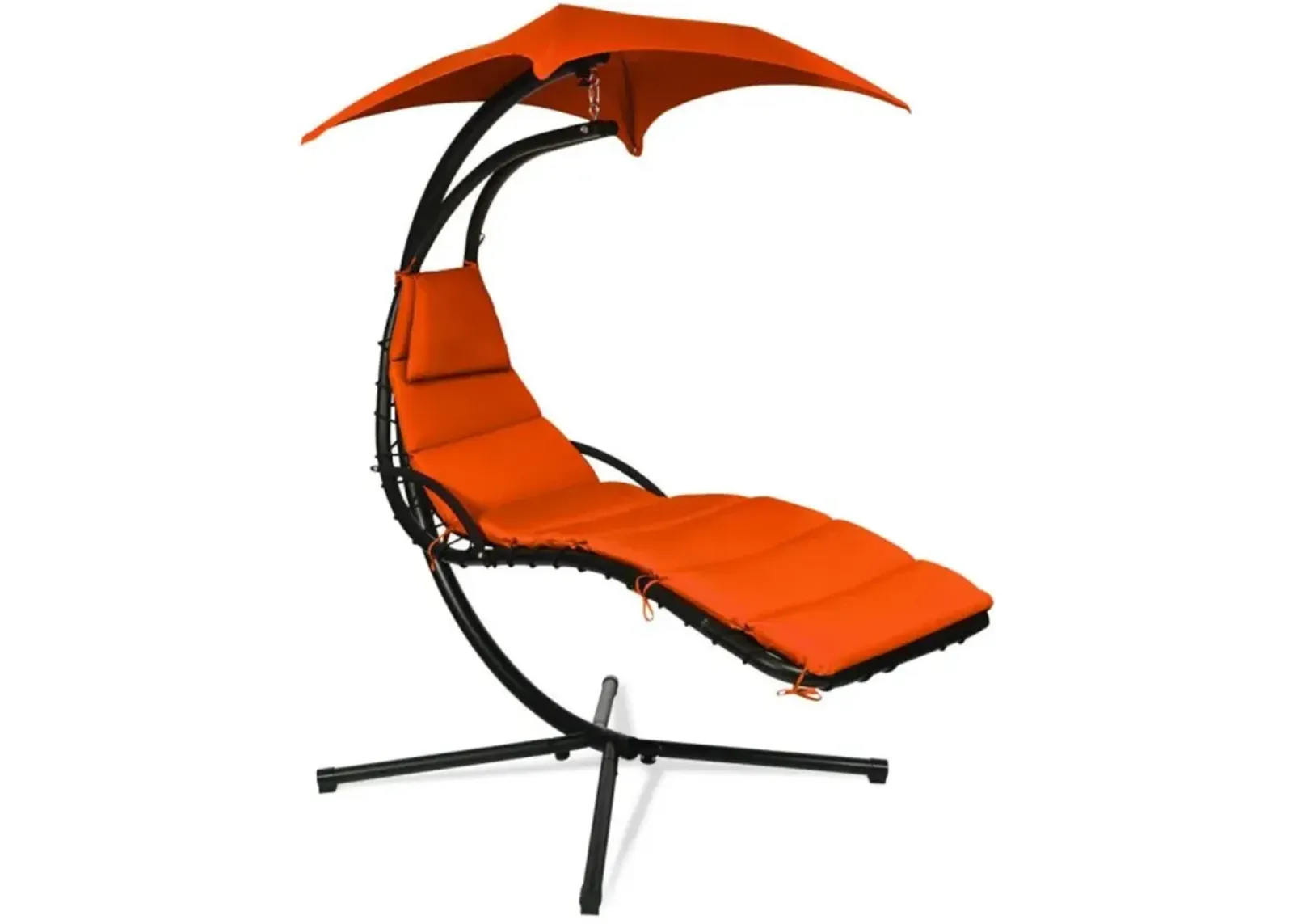 Hivvago Hanging Stand Chaise Lounger Swing Chair with Pillow