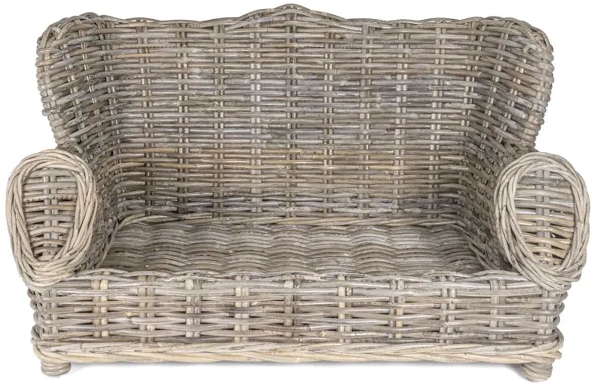 Classic Mediterranean Handwoven Rattan Dog Daybed with Machine-Washable Cushion