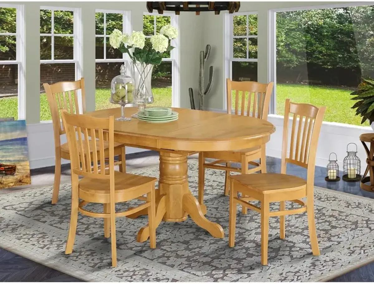 East West Furniture 5  Pc  Dining  room  set  for  4-  Table  with  Leaf  and  4  Dining  Chairs.