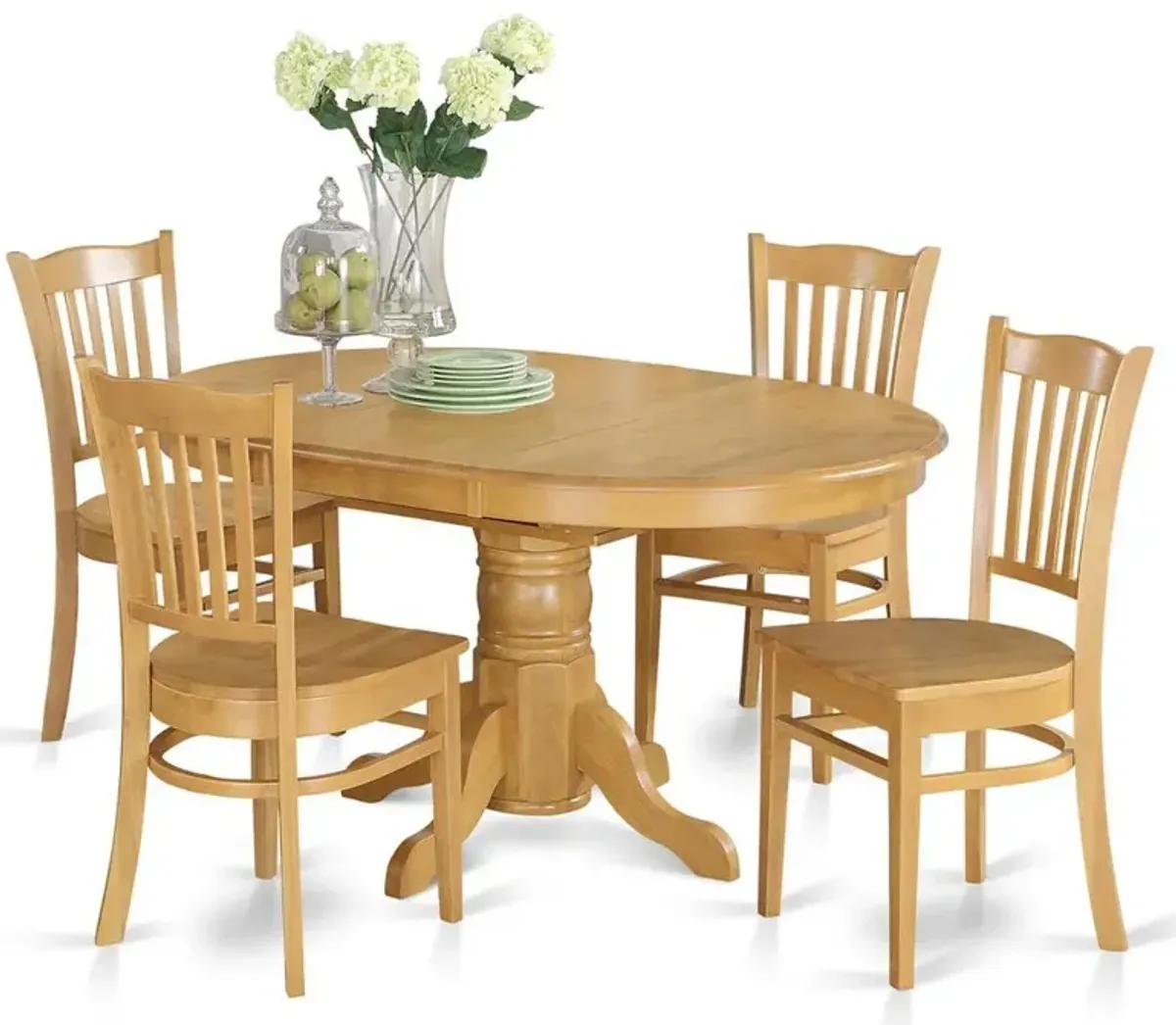 East West Furniture 5  Pc  Dining  room  set  for  4-  Table  with  Leaf  and  4  Dining  Chairs.