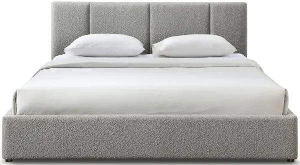 Omax Decor Venice Upholstered Platform King Bed in Gray Boucle Fabric