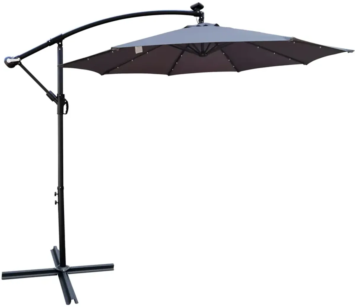 10 FT Outdoor Patio Umbrella Solar Powered LED Lighted Sun Shade Market Waterproof 8 Ribs