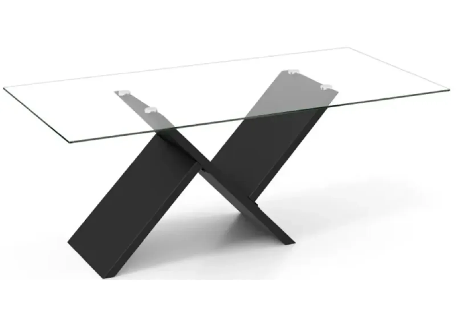 Hivvago 47 Inch Rectangle Glass Coffee Table Modern Center Table with Tempered Glass Tabletop