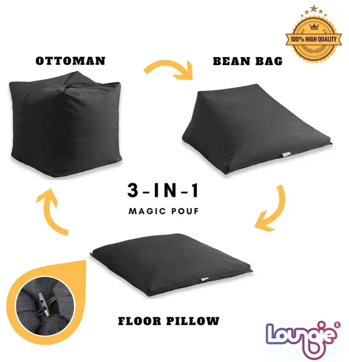 Loungie Magic Pouf Bean Bag Chair