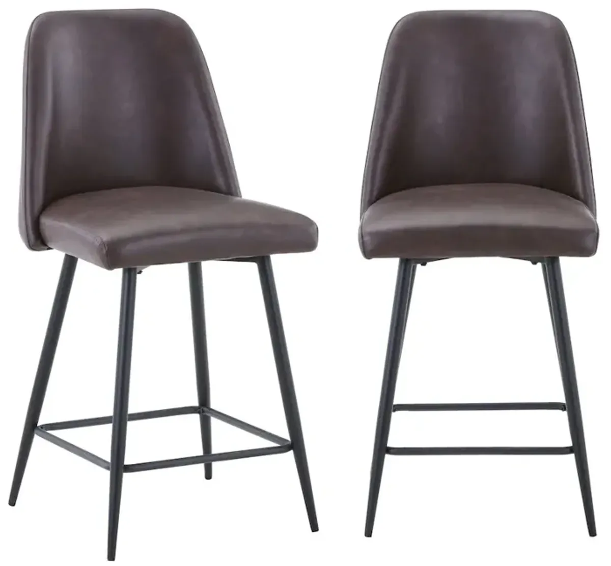 Jofran Mid-Century Modern Faux Leather Upholstered Counter Height Barstool (Set of 2)