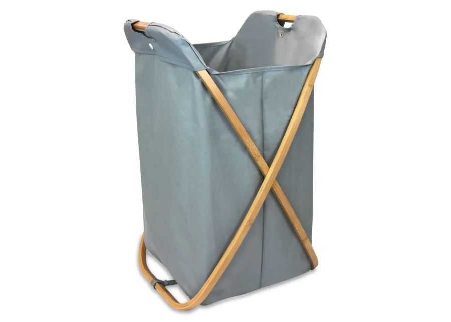 Oceanstar Bamboo Folding X-Frame Laundry Hamper Sorter